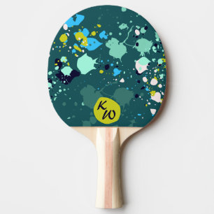 Raquette De Ping Pong Cool Green Paint Splatter initial