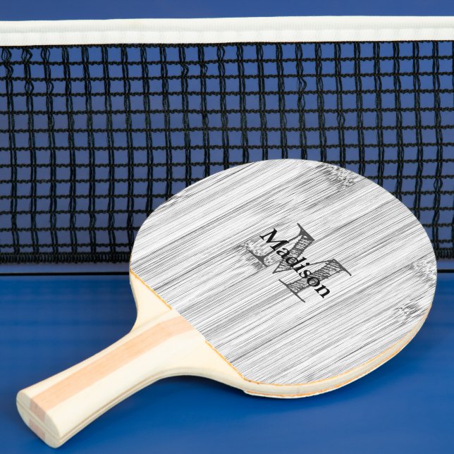 Raquette De Ping Pong Cool gris imprimé bois de bambou Monogramme (Insitu)