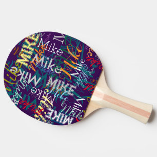 Raquette De Ping Pong Cool répéter votre nom Motif de typographie