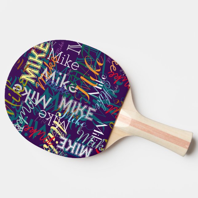 Raquette De Ping Pong Cool répéter votre nom Motif de typographie (Côté)