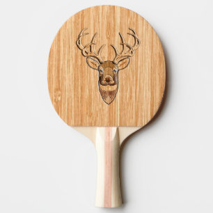 Raquette De Ping Pong Copie en bois de grain de cerfs communs de lumièr