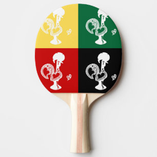 Raquette De Ping Pong Coq portugais de Barcelos coloré motif