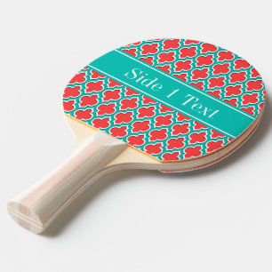 Raquette De Ping Pong Coral Red, Teal Moroccan #4DS Teal Name monogram