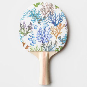 Raquette De Ping Pong Coraux dessinés à la main : motif sous-marin.
