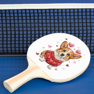 Raquette De Ping Pong Corgi Mignon Cœur Saint Valentin