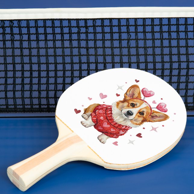 Raquette De Ping Pong Corgi Mignon Cœur Saint Valentin (Insitu)
