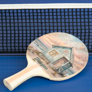 Raquette De Ping Pong Cosy Coastal Cottal Beach House Aquarelle