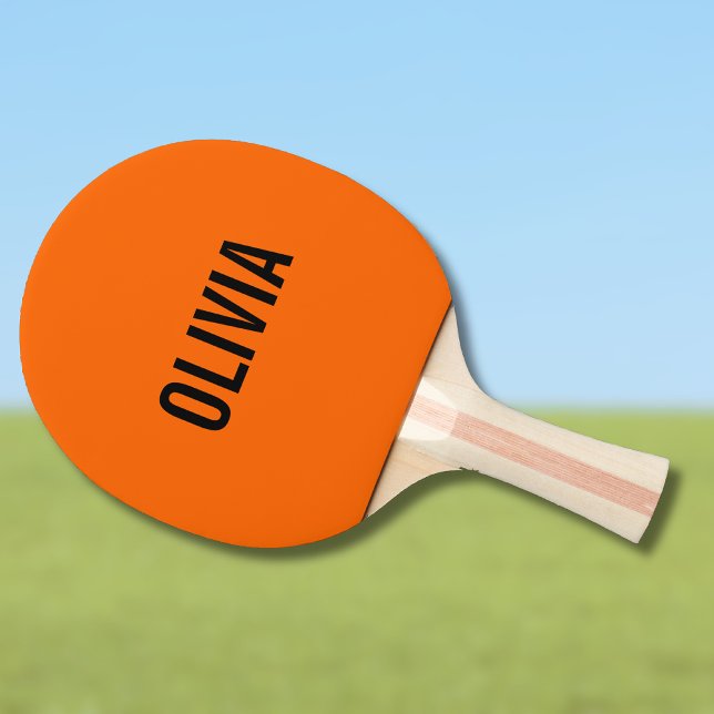 Raquette De Ping Pong Coucher de soleil Orange Moderne Nom | Tendance Mi (Créateur téléchargé)
