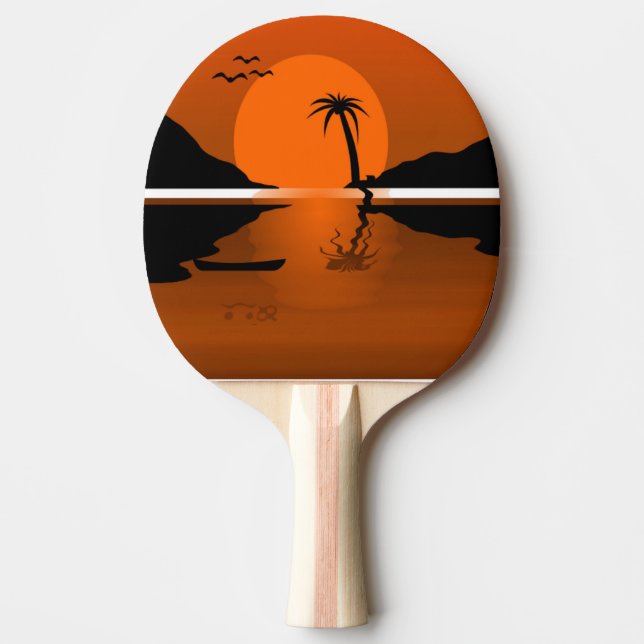 RAQUETTE DE PING PONG COUCHER DE SOLEIL SUR L'EAU (Devant)