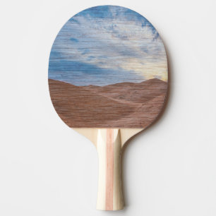 Raquette De Ping Pong Coucher de soleil sur les dunes de sable sur photo