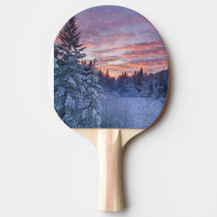 Raquette De Ping Pong Coucher de soleil vibrant peint le ciel au-dessus