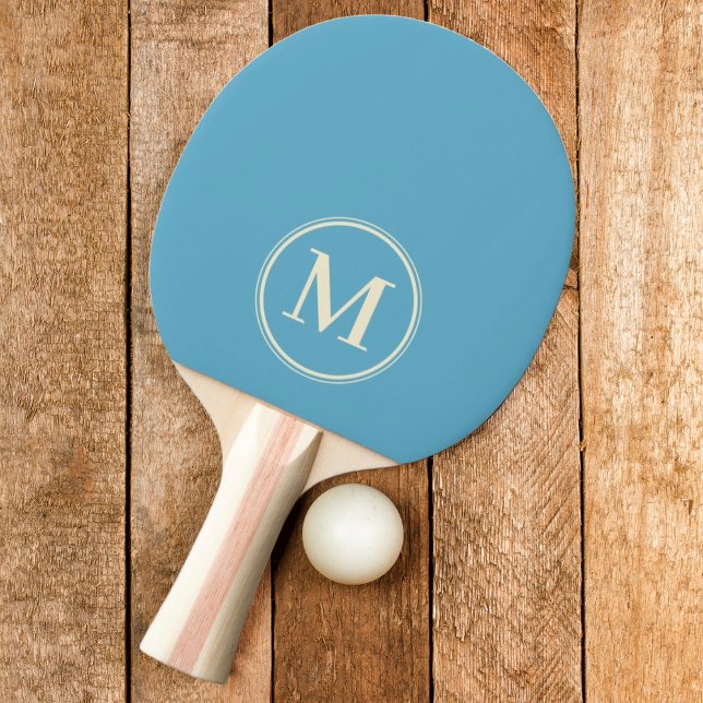 Raquette De Ping Pong Couleur Aqua Sky Uni Monogramme (Créateur téléchargé)