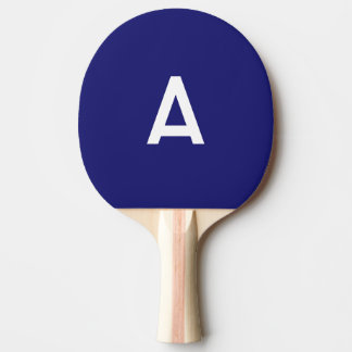 Raquette De Ping Pong Couleur bleu minuit, monogramme simple minimaliste