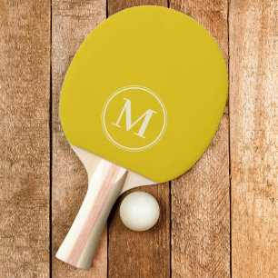 Raquette De Ping Pong Couleur Citron Foncé Uni Monogramme