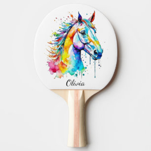 Raquette De Ping Pong Couleur d'aquarelle colorée conception de la tête 