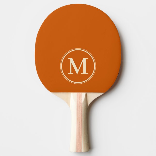 Raquette De Ping Pong Couleur de citrouille unie Monogramme  (Devant)