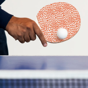 Raquette De Ping Pong Couleur orange et Empreinte de léopard blanc