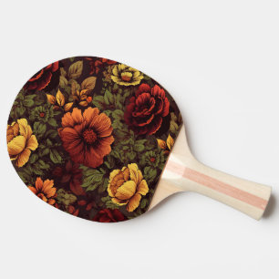 Raquette De Ping Pong Couleur rouille Vintage impression florale
