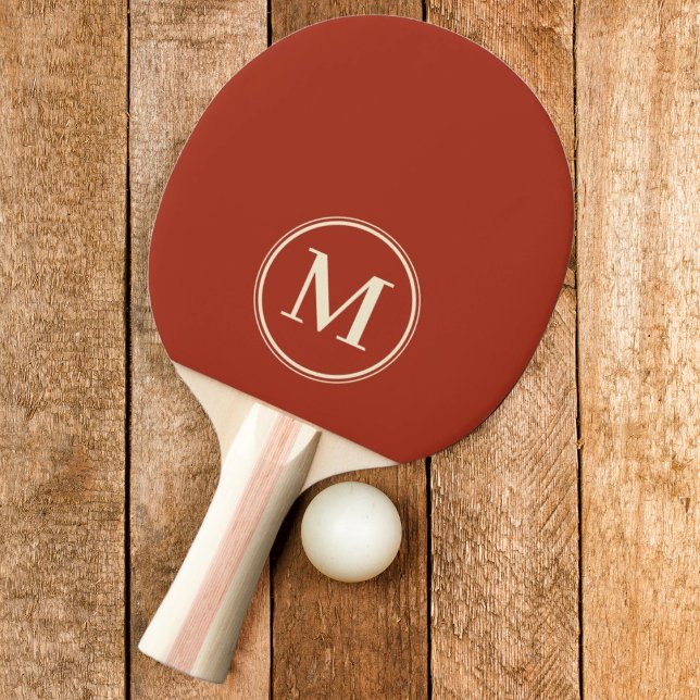 Raquette De Ping Pong Couleur Sienne Brûlée Uni Monogramme (Créateur téléchargé)