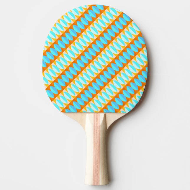 Raquette De Ping Pong Couleur Turquoise Bleu Orange Jaune Motif (Devant)