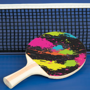 Raquette De Ping Pong Couleurs néon Retro Paint Splatter
