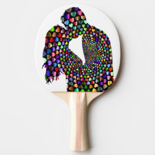 RAQUETTE DE PING PONG COUPLE S'EMBRASSE