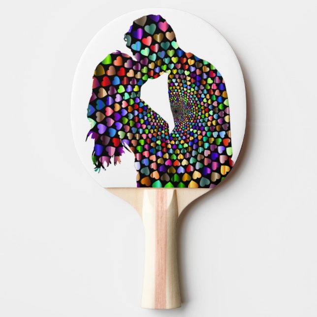RAQUETTE DE PING PONG COUPLE S'EMBRASSE (Devant)