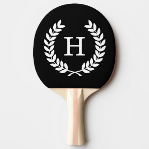 Raquette De Ping Pong Couronne de laurier blanc noir de blé Monogramme i