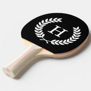 Raquette De Ping Pong Couronne de laurier blanc noir de blé Monogramme i
