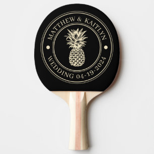 Raquette De Ping Pong Couronne de mariage au ananas noir et crème avec n