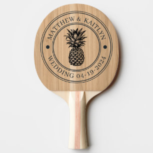Raquette De Ping Pong Couronne de mariage au bois d'ananas en chêne blan