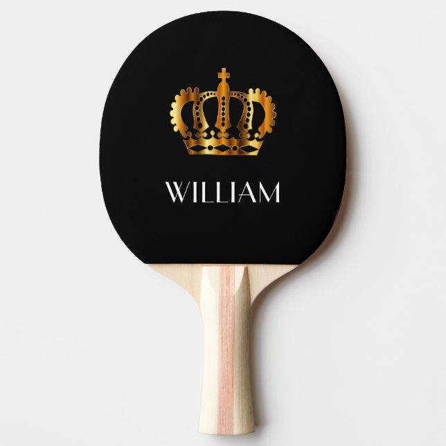 Raquette De Ping Pong Couronne Royale Élégante Or Nom Noir (Devant)