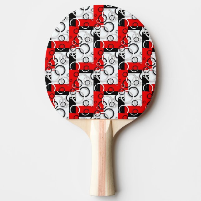 Raquette De Ping Pong Couverture Sherpa Cercles Rouge Noir (Devant)