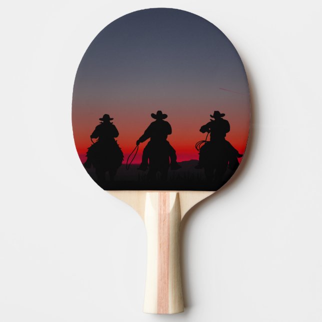 Raquette De Ping Pong cow-boy au coucher du soleil (Devant)