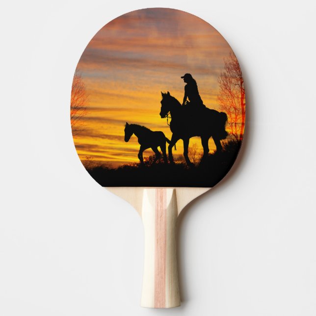 Raquette De Ping Pong Cowgirl Sunset Horseback Ride Ping Pong Paddle (Devant)