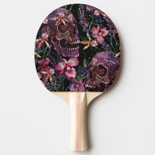 Raquette De Ping Pong Crâne brodé : Motif gothique de l'orchidée