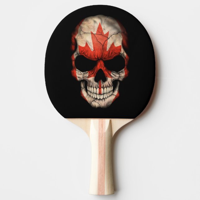Raquette De Ping Pong Crâne canadien de drapeau (Devant)