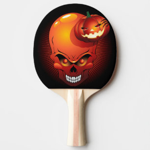 Raquette De Ping Pong Crâne d'Halloween et Citrouille