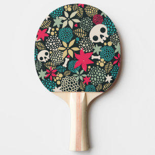 Raquette De Ping Pong Crâne en fleurs