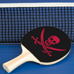 Raquette De Ping Pong Crâne et épées de Crimson Drapeau pirate de Calico