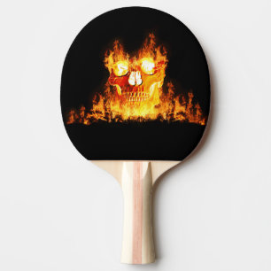Raquette De Ping Pong Crâne Flamboyant Feu Goth Squelette