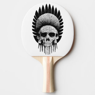 Raquette De Ping Pong Crâne indien noir et blanc