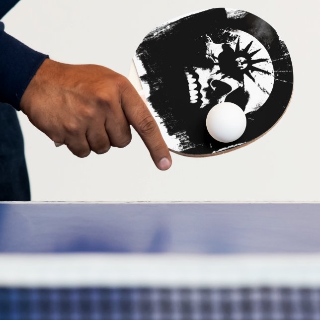 Raquette De Ping Pong Crâne noir et blanc (Insitu)