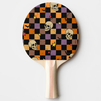Raquette De Ping Pong Crânes et chauves-souris d'Halloween