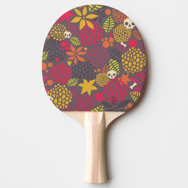 Raquette De Ping Pong Crânes et fleurs (Devant)