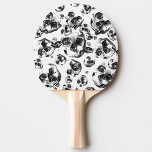 Raquette De Ping Pong Crânes noir et blanc Motif d'art de crâne de squel