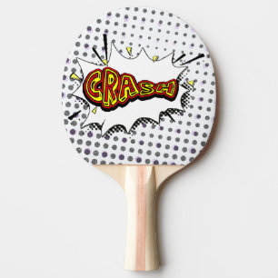 Raquette De Ping Pong Crash Action Bubble Rouge et Jaune Typographie