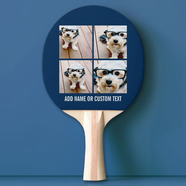 Raquette De Ping Pong Créez votre propre collage de photos Navy 4 images (Custom Pink Pong Paddle)