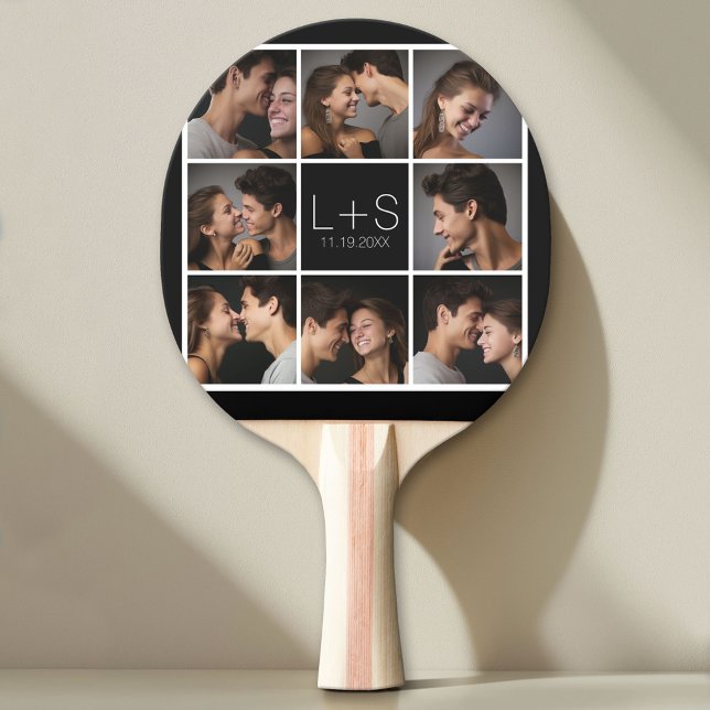 Raquette De Ping Pong Créez votre propre collection photo Mariage Monogr (Custom Pin Pong Paddle with Photo Collage)