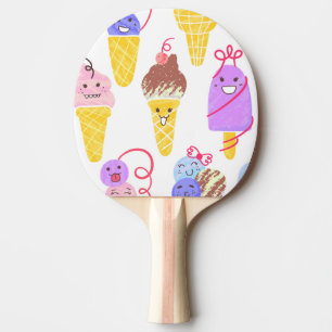 Raquette De Ping Pong Crèmes glacées Kawaii, motif mignon et sans soudur